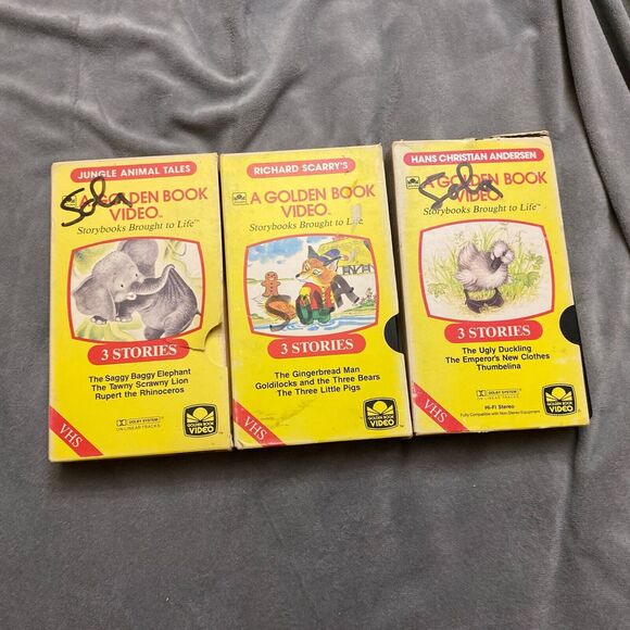 Other - A Golden Book VHS Lot Of 3 Movies Richard Scary Hans Christian Andersen Jungle